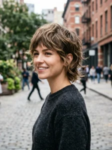Bixie haircut reducing bulk in thick hair