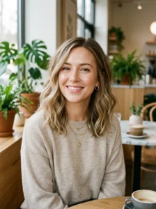 Textured lob hairstyle softening a square face shape