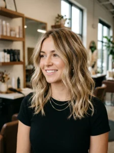 Textured lob haircut with soft waves