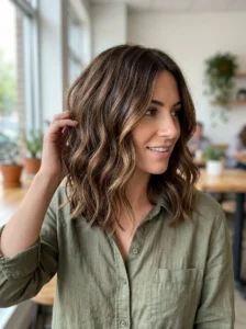 Textured lob hairstyle for thick hair