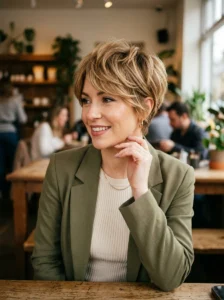 Textured pixie cut for a square face shape