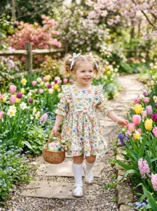 Toddler Easter pigtails with ribbons