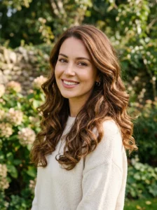 Warm toffee brunette hairstyle with glossy curls