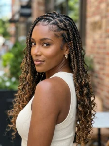 Two-toned goddess braid hairstyle