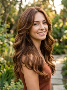 Chestnut brown hairstyle with warm brunette tones