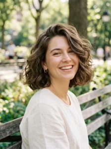Wavy fluffy bob hairstyle with natural texture