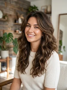 Wavy layered hairstyle for thick hair