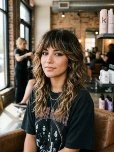 Textured shag haircut with natural waves