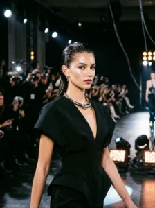 Sleek wet look hairstyle with glossy finish