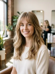 Modern wispy bangs hairstyle with soft texture