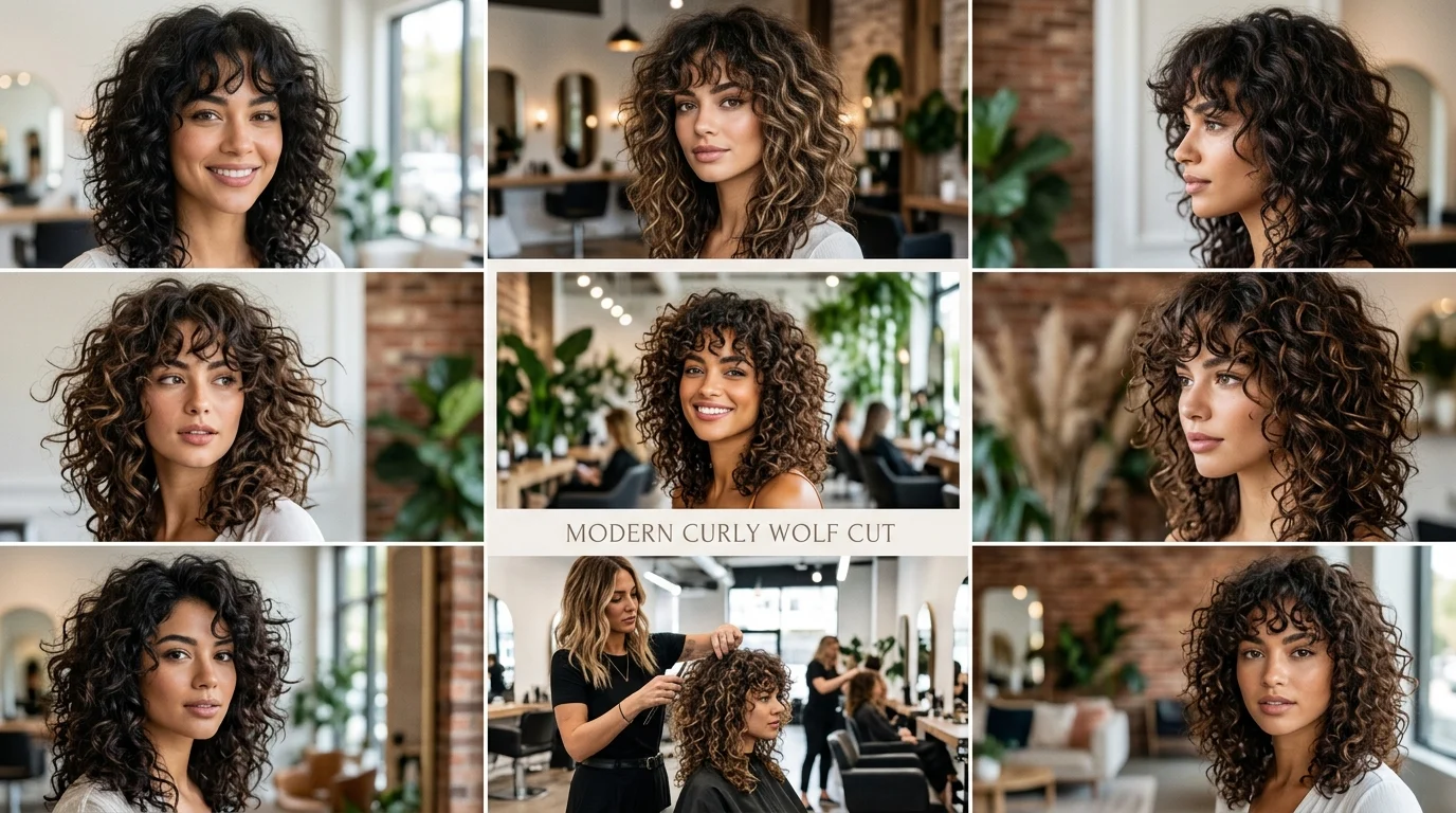 Modern curly wolf cut with layered natural curls and volume