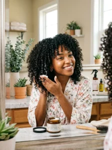 Using curl cream for curl definition