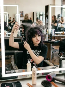 Daily styling routine for a modern emo shag haircut