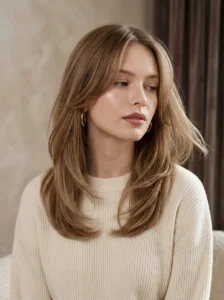 Fine hair styled with soft 90s-inspired layers