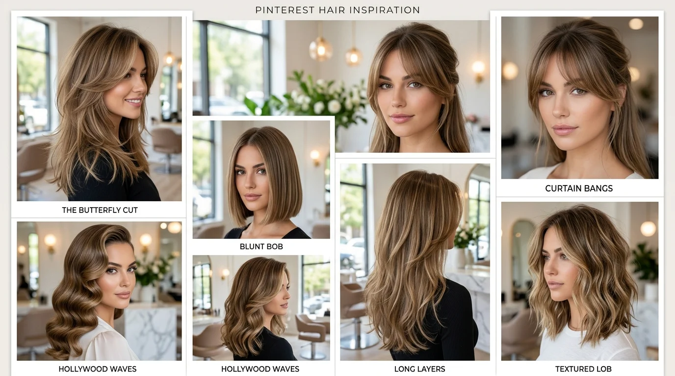 Best hairstyles for oval face shape including long layers, curtain bangs, and butterfly haircut