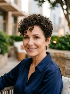 Curly pixie haircut with defined texture