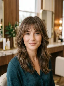Wispy bangs with soft feathered texture