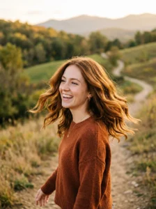 Popular ginger brown hair color with natural-looking warmth
