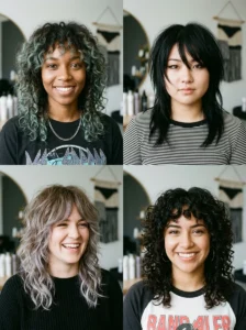 Modern emo shag haircuts on different face shapes