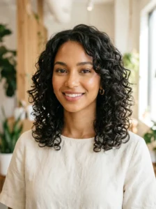 Curly layered lob hybrid haircut