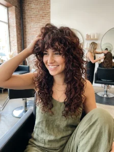 Long layered shag haircut for curly hair