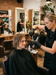 Professional choppy bob haircut with textured ends