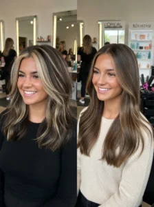 Modern streaky highlights compared to chunky highlights