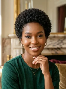 Side-swept curly pixie