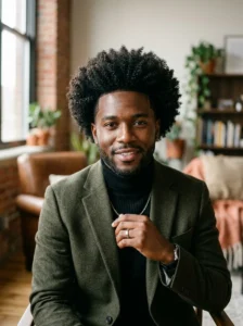 Natural curly afro hairstyle