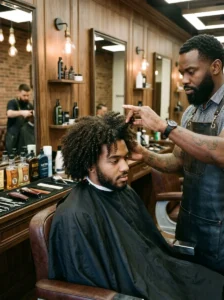 Professional curly haircut consultation