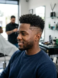 Box fade with curly hair