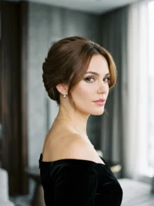 Brunette French twist hairstyle