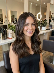 Dark chocolate brunette with babylights