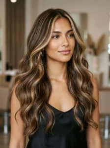 Chunky highlights styled with loose waves to show color dimension