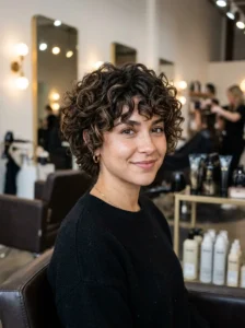 Curly pixie with fringe