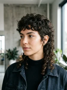Defined curly pixie hairstyle