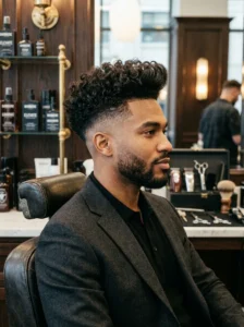 Curly pompadour hairstyle