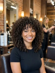 Tight curl shag haircut for coily hair