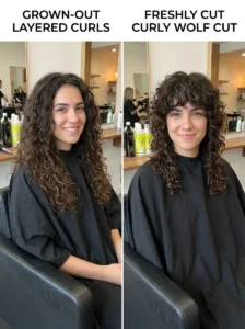Curly wolf cut maintenance and grow-out