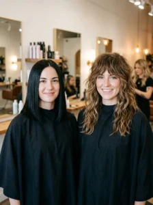 Comparison between flat hair and a textured gypsy shag