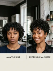 Curly pixie cut volume comparison