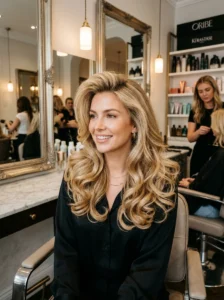 Bombshell blonde blowout