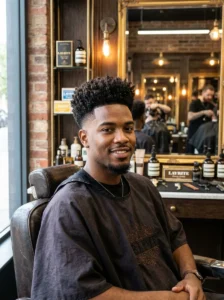 High top fade with curls