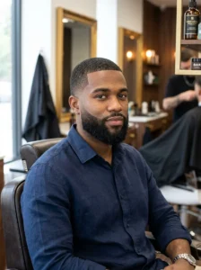 Curly buzz cut with lineup