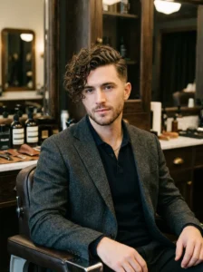 Side-swept curly hairstyle