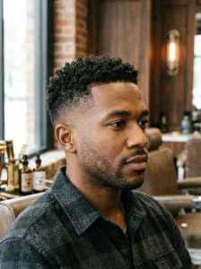 Curly crew cut hairstyle
