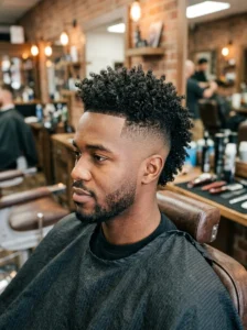 Curly mohawk fade haircut