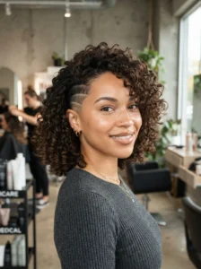 Curly undercut bob haircut