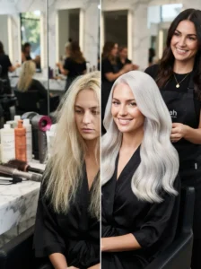 Over-processed platinum blonde hair