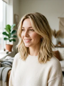 Textured razor lob hairstyle